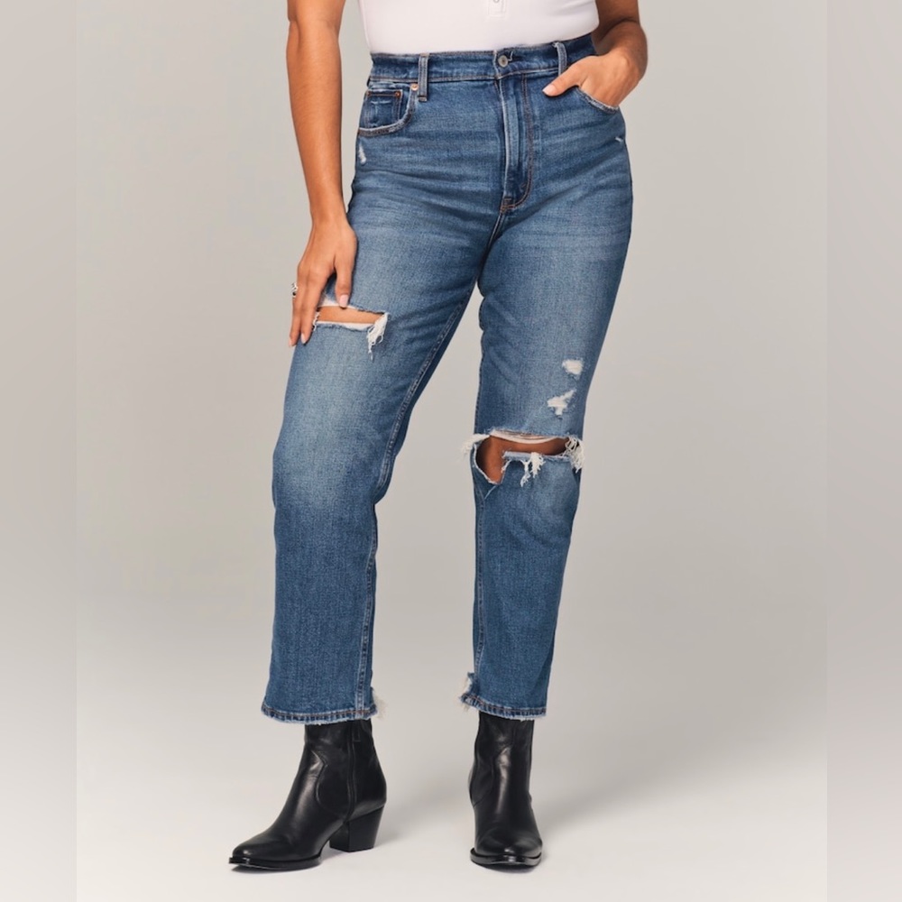 Abercrombie & Fitch Ultra High Rise Ankle Straight Jeans Size 28/6, Extra Short